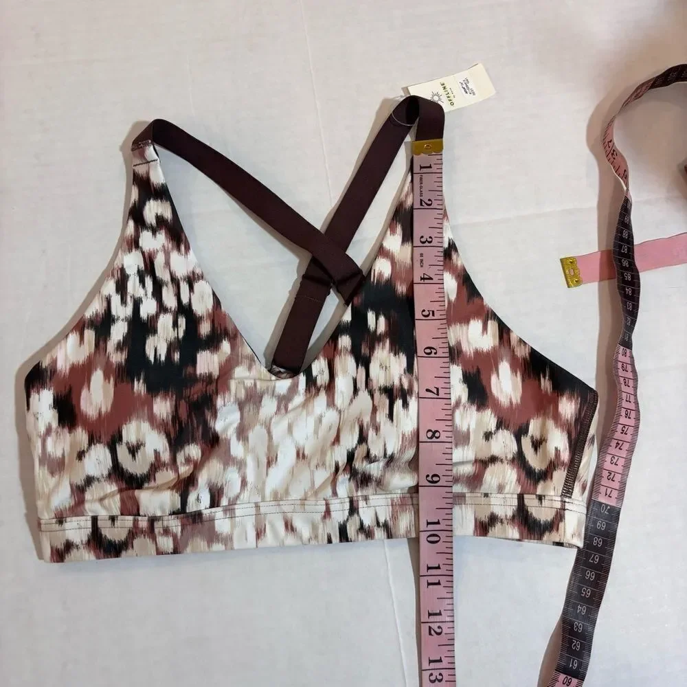 Aerie OFFLINE Shine Strappy Back Sports Bra NEW with tags Size Small Cocoa Cream